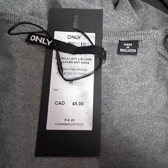 ONLY Mila Sweater Lacy Long Sleeve Pullover Knit Super Soft Viscose Grey - Picture 10 of 13